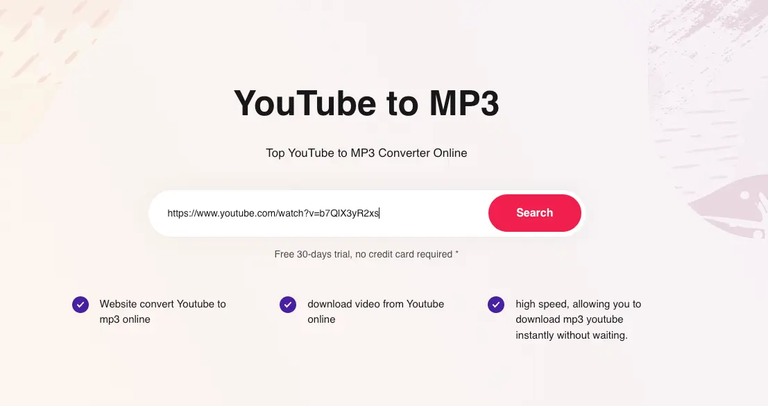 Screenshot of ytmp3's YouTube converter interface